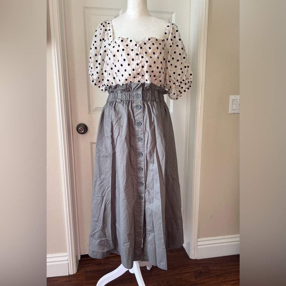 Green/Gray Button Front Skirt